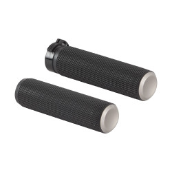 Arlen Ness Knurled Fusion Grips for Harley Dual Cable - Titanium