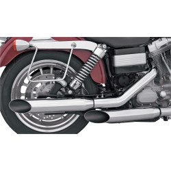 Khrome Werks Chrome 3" HP-Plus Slip-On Mufflers for 1991-2005 Harley Dyna - Slash Cut