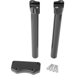 Drag Specialties 12" Straight Handlebar Risers/Top Clamp Kit - Gloss Black