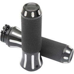 Drag Specialties Cobra Grips for Harley Dual Cable - Black/Cut