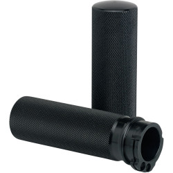 Joker Machine Black Knurled Hand Grips for Harley Dual Cable
