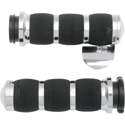 Avon Air Cushioned 3-Ring Grips w/ Throttle Boss for Harley Electronic Throttle - Chrome