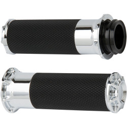 Arlen Ness Beveled Fusion Grips for Harley Dual Cable - Chrome