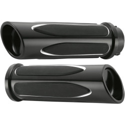 Arlen Ness Deep Cut Comfort Grips for Harley Dual Cable - Black