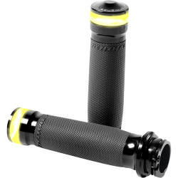 Performance Machine Vision Series Contour Grips with LED Turn Signals for Harley Dual Cable - Black