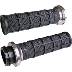 ODI Hart Luck Full Waffle Lock-On Grips for Harley Dual Cable - Silver