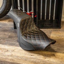 San Diego Customs Pro Series Performance Gripper Seat for 2018-2023 Harley Softail FXLR/FLSB - Bronze Stitch