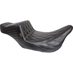 LePera Tailwhip Double Diamond Seat for 2008-2023 Harley Touring - Chestnut