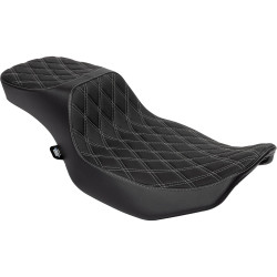 Drag Specialties Extended Reach Predator III 2-Up Seat for 2024 Harley Touring* - Silver Double Diamond