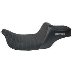 Slyfox Highnoon Tuck n Roll Seat for 1997-2007 Harley Touring - Grey Stitch