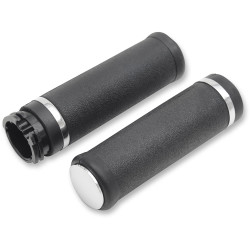 Drag Specialties Rubber Grips with Accent Rings/End Caps for Harley Dual Cabl