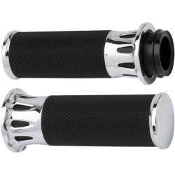 Arlen Ness Deep Cut Fusion Grips for Harley Electronic Throttle - Chrome