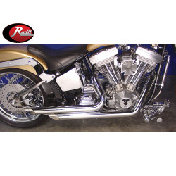 V-Twin Chrome 2-1/4" Monster Drag Pipes Side Slash Exhaust for 1986-2006 Harley Softail
