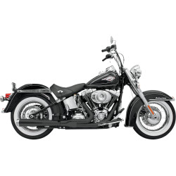 Bassani Black Long Road Rage 2-into-1 Exhaust System for 1986-2017 Harley Softail - Black