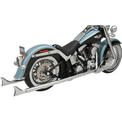 Bassani Chrome 36" True Duals Exhaust with 2.25" Fishtail Mufflers for 2007-2017 Harley Softail - Baffled