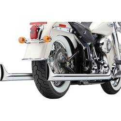 Cobra Chrome Dual Exhaust System with Fishtail Tips for 2007-2011 Harley Softail