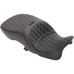 Drag Specialties Forward Positioning Large Touring Seat That Accepts Frame Mounted Backrest for 2009-2023 Harley Touring - Double Diamond Stitch