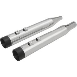 Drag Specialties 4" Slip-On Mufflers with Billet Caps for 2017-2022 Harley Touring - Chrome with Black Caps