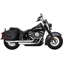 Vance & Hines Twin Slash Slip-On Mufflers for 2018-2024 Harley Softail Deluxe & Heritage FLDE/ FLHC - Chrome