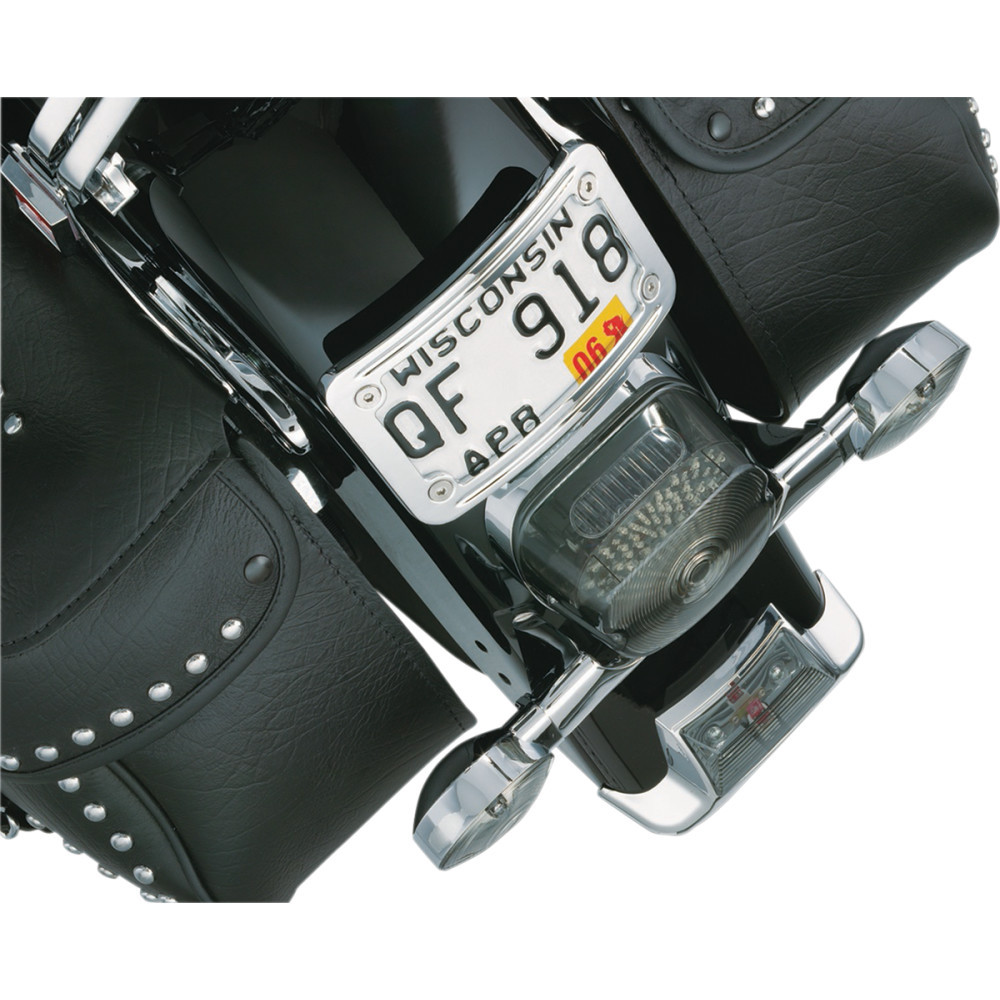 Kuryakyn Curved Laydown License Plate Mount w/ Frame for Harley Get