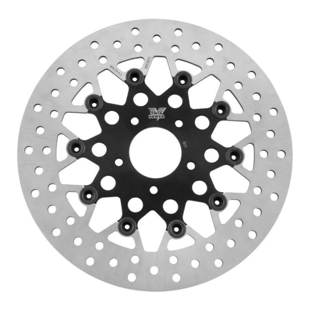 Twin Power 11.5" Floating Mesh Rear Brake Rotor for Harley Black 1400TB Get Lowered Cycles
