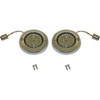 Custom Dynamics Probeam Flat Bezel Dynamic Rings LED Front Turn Signal Inserts for Harley - Chrome Custom Dynamics Probeam Flat Bezel Dynamic Rings LED Front Turn Signal Inserts for Harley - Chrome