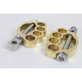 V-Twin Knuckle Foot Pegs for Harley - Brass