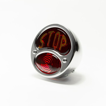 No School Choppers "STOP" 28 Duolamp Tail Light - Stainless