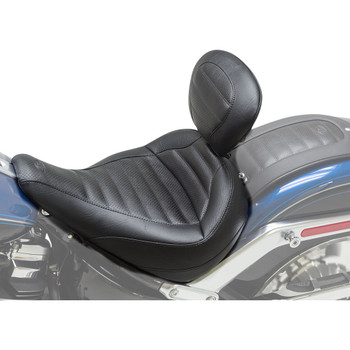 Mustang Solo Touring Seat w/ Backrest for 2018-2020 Harley Fat Boy FLFB - Tuck N Roll