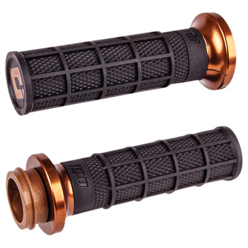 ODI Hart Luck Full Waffle Lock-On Grips for Harley Electronic Throttle - Black/Bronze