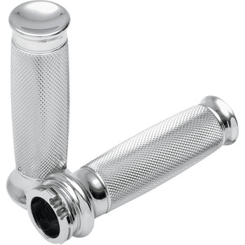 Todds Cycle Chrome Vice Knurled Hand Grips for Harley Dual Cable