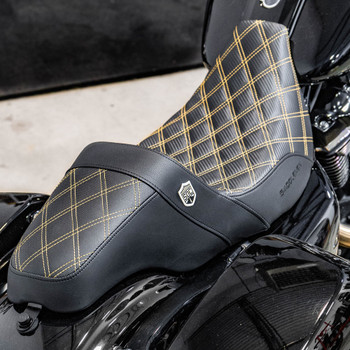 San Diego Customs Pro Series Performance Gripper Seat for 2008-2023 Harley Touring - Gold Stitch