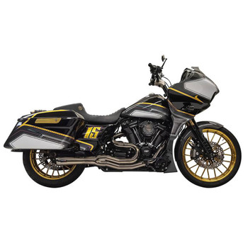 Bassani Mid-Length Road Rage 2-1 Exhaust for 2017-2023 Harley Touring - Mercury Black Chrome