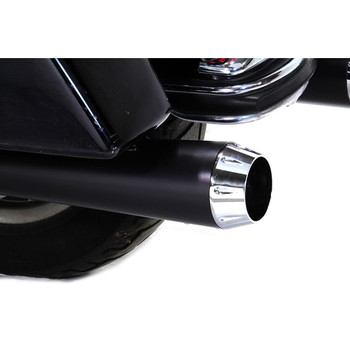 V-Twin Black Tapered Exhaust Mufflers with Chrome End Caps for 1995-2016 Harley Touring