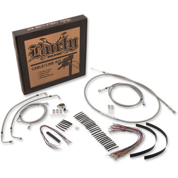 Burly Extended Control Cable and Brake Line Kit for Harley Touring