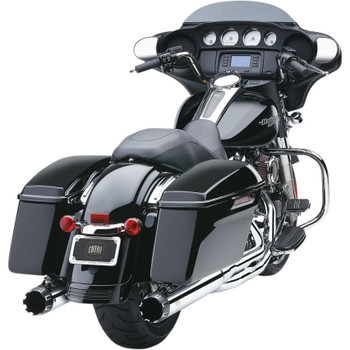 Cobra 4" Slip-On Exhaust Mufflers for 2017-2022 Harley Touring - Chrome w/ Dual Cut Machined Tip