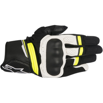 Alpinestars Booster Leather Gloves - Black/White/Yellow