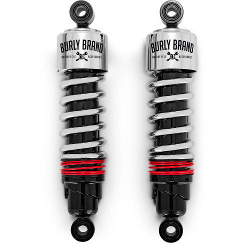 Burly Slammer Plus Shocks for 1980-2020 Harley Touring - Chrome