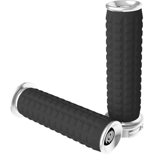 Roland Sands Traction Grips for Harley Electronic Throttle - Chrome