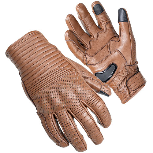 Cortech Bully Ventilated Short Cuff Leather Gloves - Brown