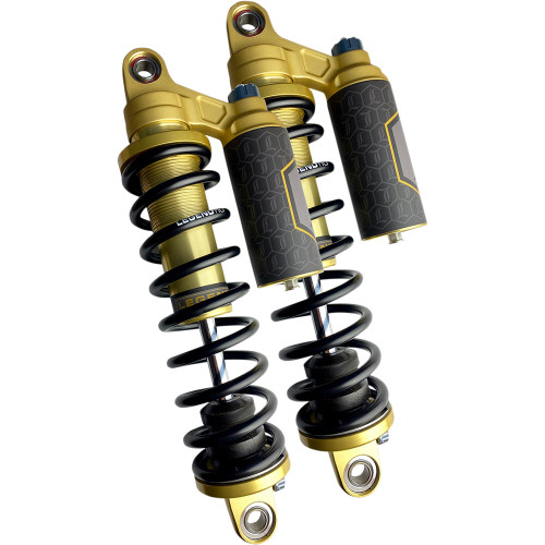 Legend Revo-Arc Piggyback Coil Shocks for 1999-2017 Harley Dyna - Gold