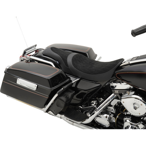 Drag Specialties Caballero Seat for 1997-2007 Harley FLHR FLHX – Faux Suede Diamond Stitch