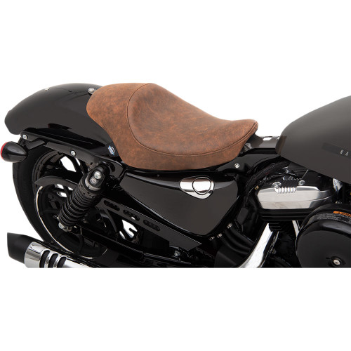 Drag Specialties 3/4 Solo Seat for 2004-2020 Harley Sportster - Distressed brown leather