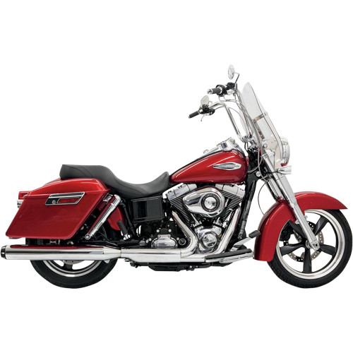 Bassani 4" Slip-On Mufflers for 2012-2016 Harley Dyna FLD - Chrome/Black