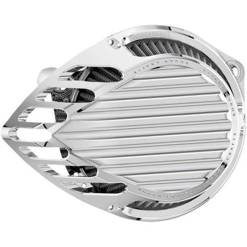 Rough Crafts Finned Air Cleaner for 2008-2017 Harley Twin Cam Electronic Throttle - Chrome