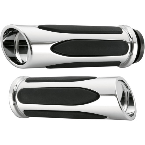 Arlen Ness Deep Cut Comfort Grips for Harley Dual Cable - Chrome