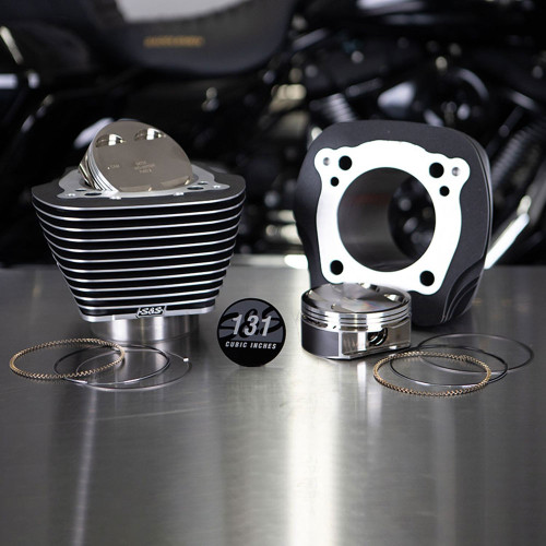 S&S 131" Stroker Cylinder and Piston Kit with Black Granite for Harley M8