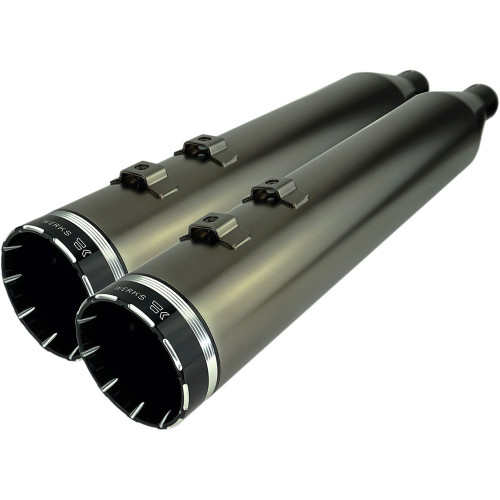Khrome Werks 4.50" HP-Plus Slip-On Mufflers for 2017-2024 Harley Touring - Smoked Chrome / Black Tracer Tip