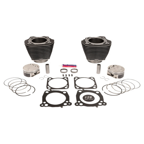 S&S 128" Big Bore Kit for 117" M8 Engines - Black Granite w/ Highlights 