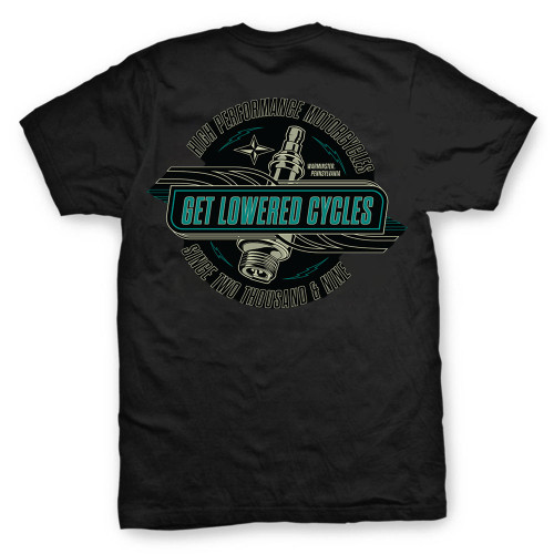 Get Lowered Cycles Sparked Plug T-Shirt